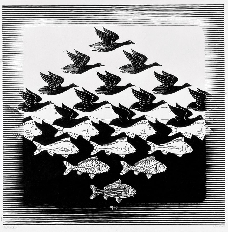 DEEDS - M C Escher - M.C. Escher Lucht en water I 1938 Collectie Kunstmuseum Den Haag