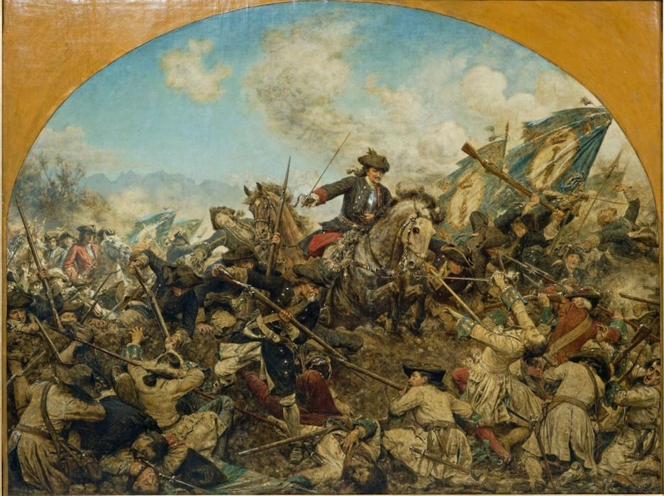 Hermann Knackfuß: Prinz Leopold von Anhalt-Dessau (1676-1747) in der Schlacht bei Turin am 7. September 1706, 1884
© Deutsches Historisches Museum