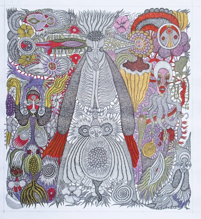 DEEDS NEWS- E & U - Entre deux univers 3200E encre sur toile 88 x 81 cm 2021 Kopie