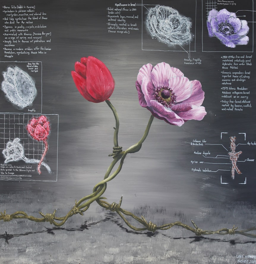DEEDS NEWS - CSR.ART - Lars Stenchly - Israel Iran - 100 x 100 cm