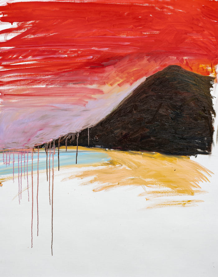 DEEDS NEWS - POSITIONS Berlin Art Fair 2025 - YOU Hyeonkyeong_The Crimsoned Mountain_2024_Oel auf Leinwand_115 × 89 cm_courtesy_Iseurrat Artroom